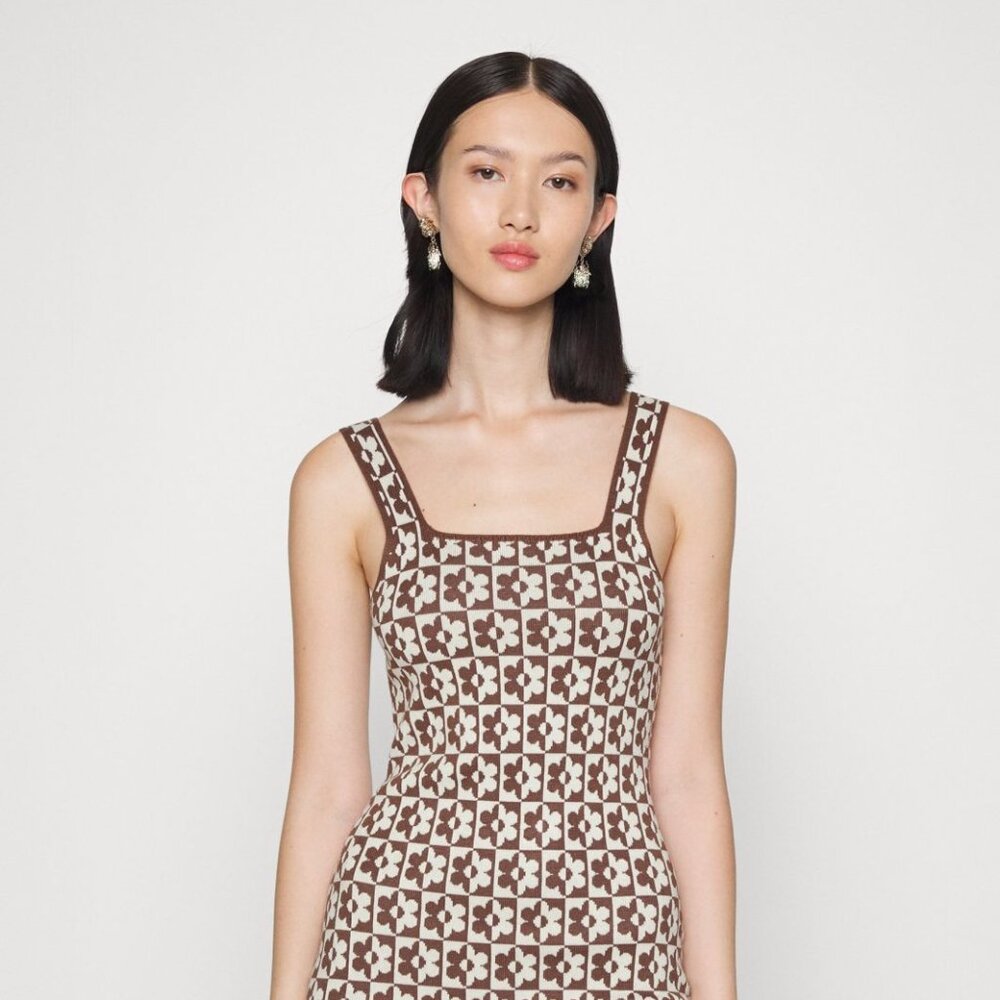 HOLLISTER Co. Emea Bare Jumper Dress Brown Floral Knit Dres